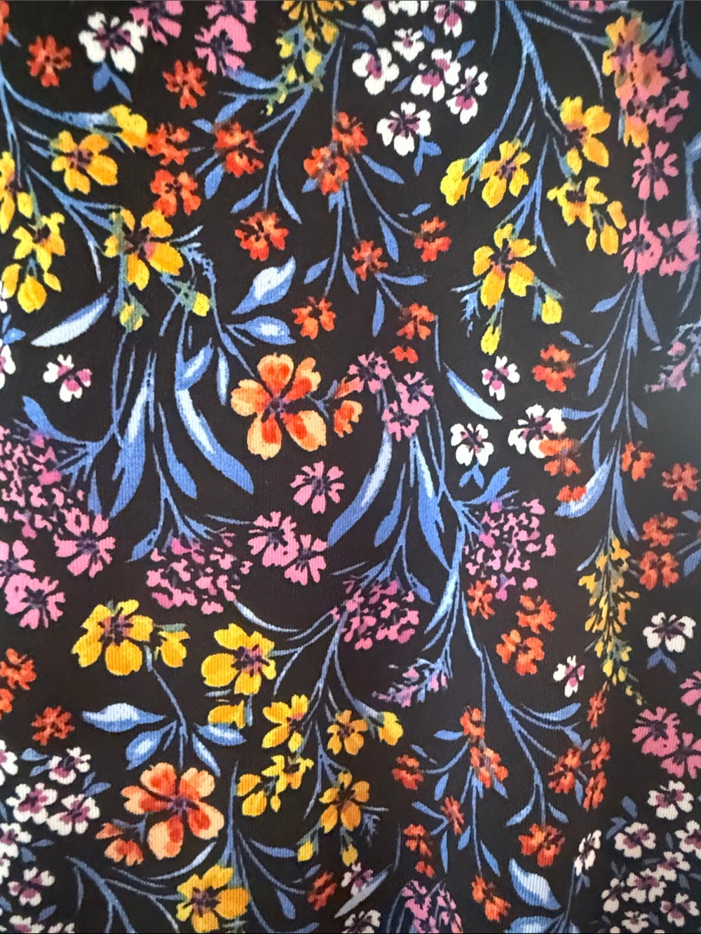 CeCe Black Floral Mini Dress with Pink, Yellow & Blue Flowers - Picture 5 of 5